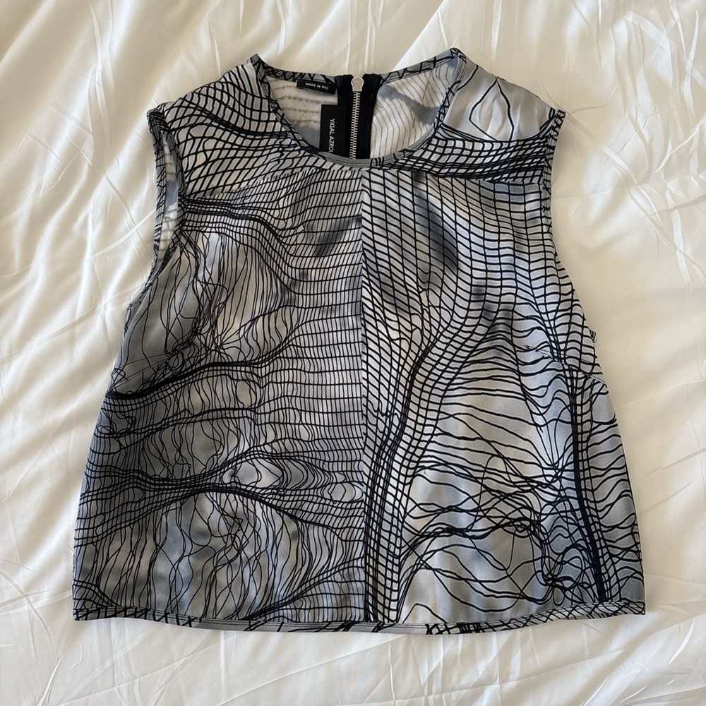 Yigal Azrouel Black and White Patterned Crop Top